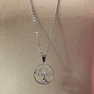 Tree of Life Charm Pendant Silver Plate Necklace